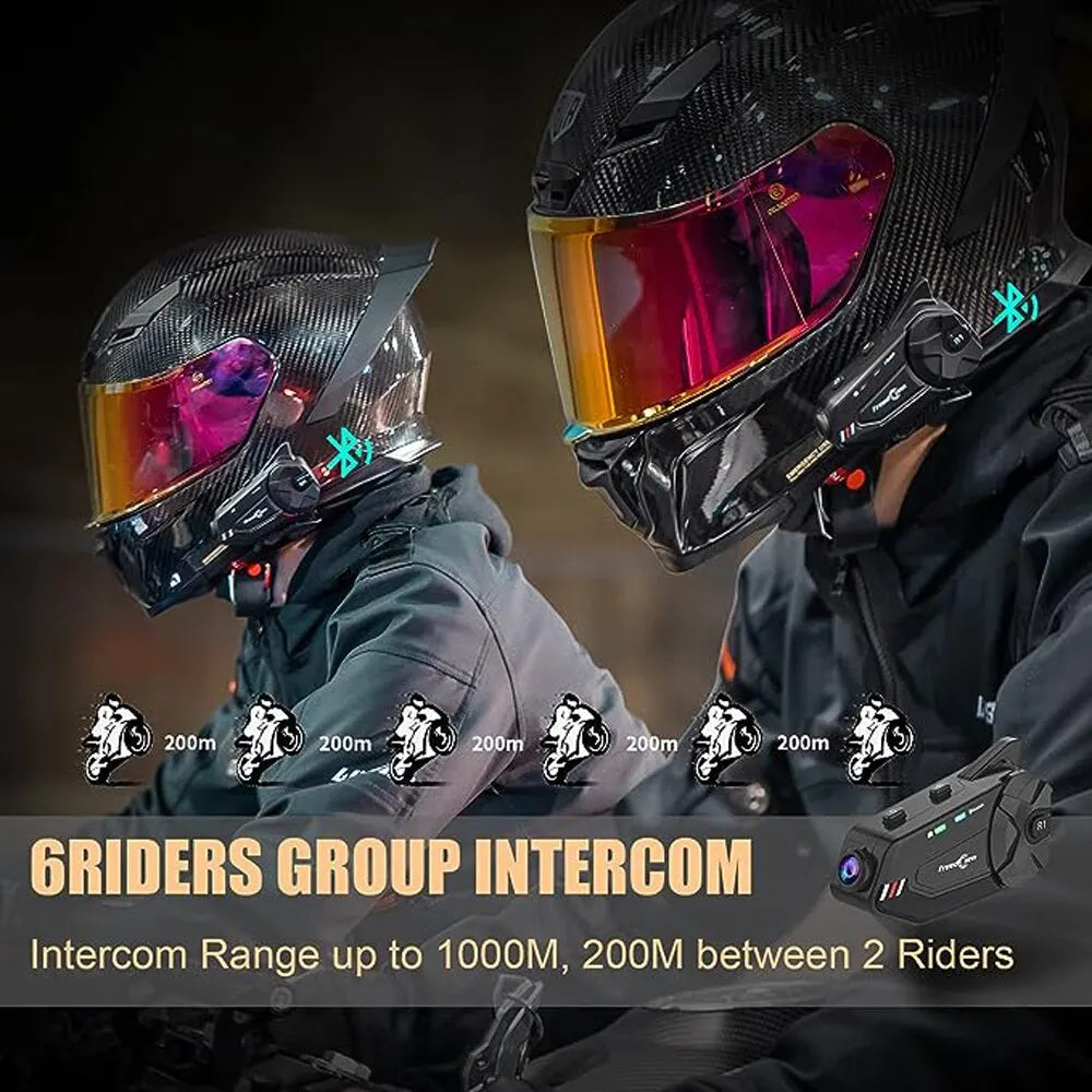 caméra de casque moto bluetooth 1080P