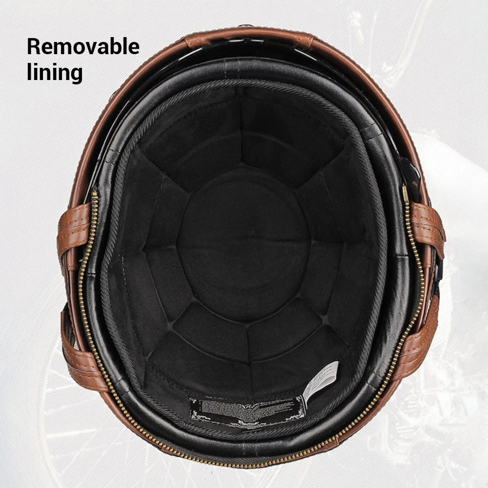 casque moto scooter dessus cuir vintage homme femme