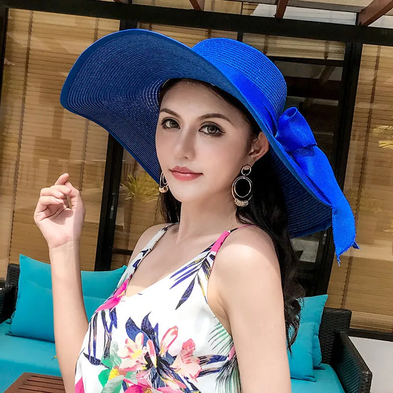 Chapeau de Paille Femme Pliable - Visière Plage Anti-UV
