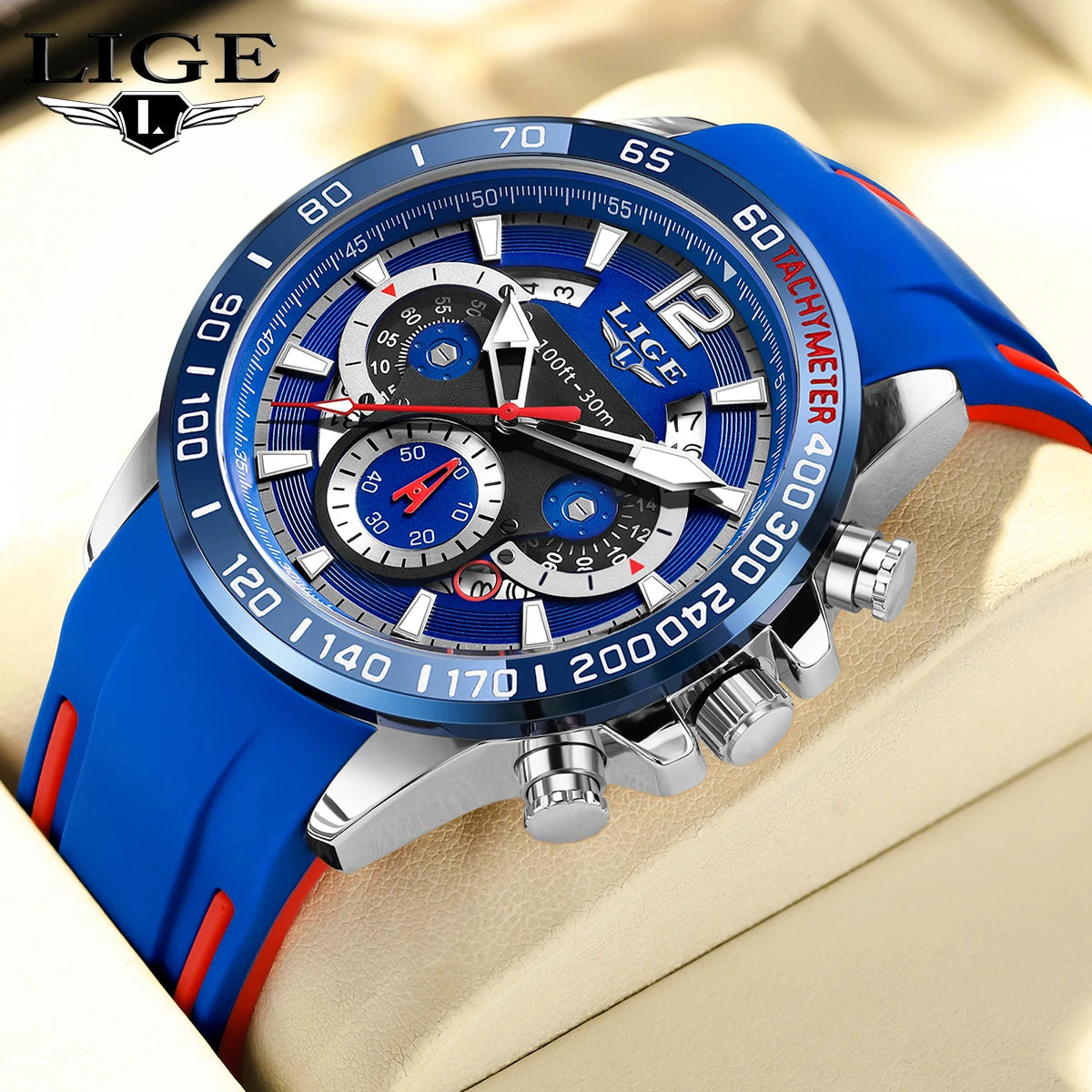 LIGE hommes montre-bracelet mode luxe étanche Sport chronomètre