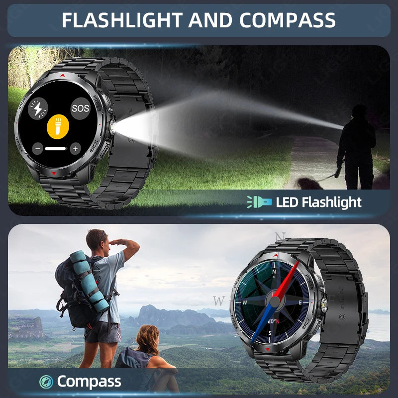 Montre Intelligente LIGE Homme 1100mAh - Boussole Outdoor 3ATM Étanche Bluetooth Fitness - MONASTORESHOP.COM
