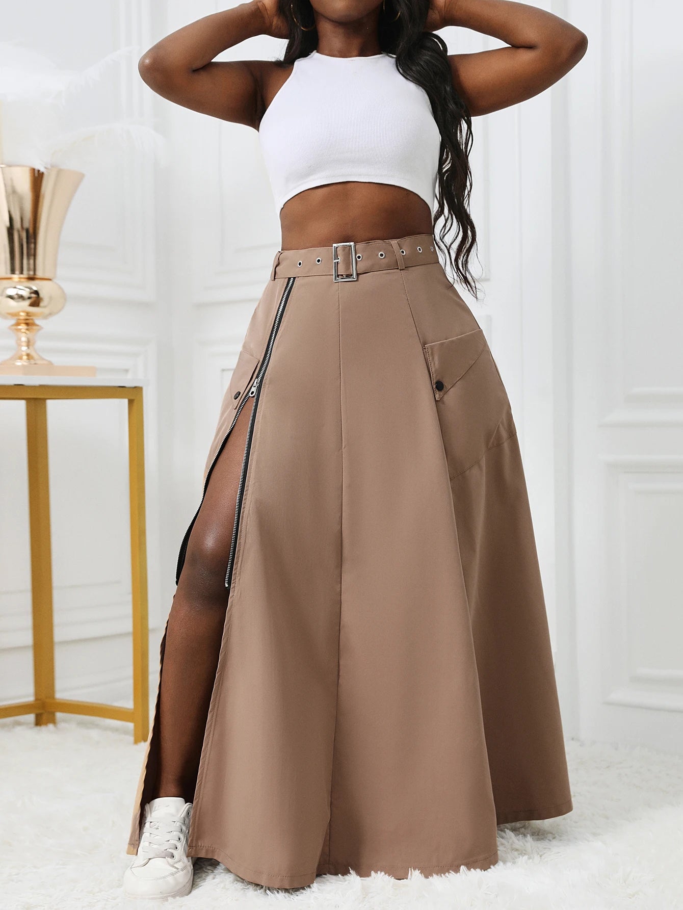 jupe cargo fendue  pour femmes