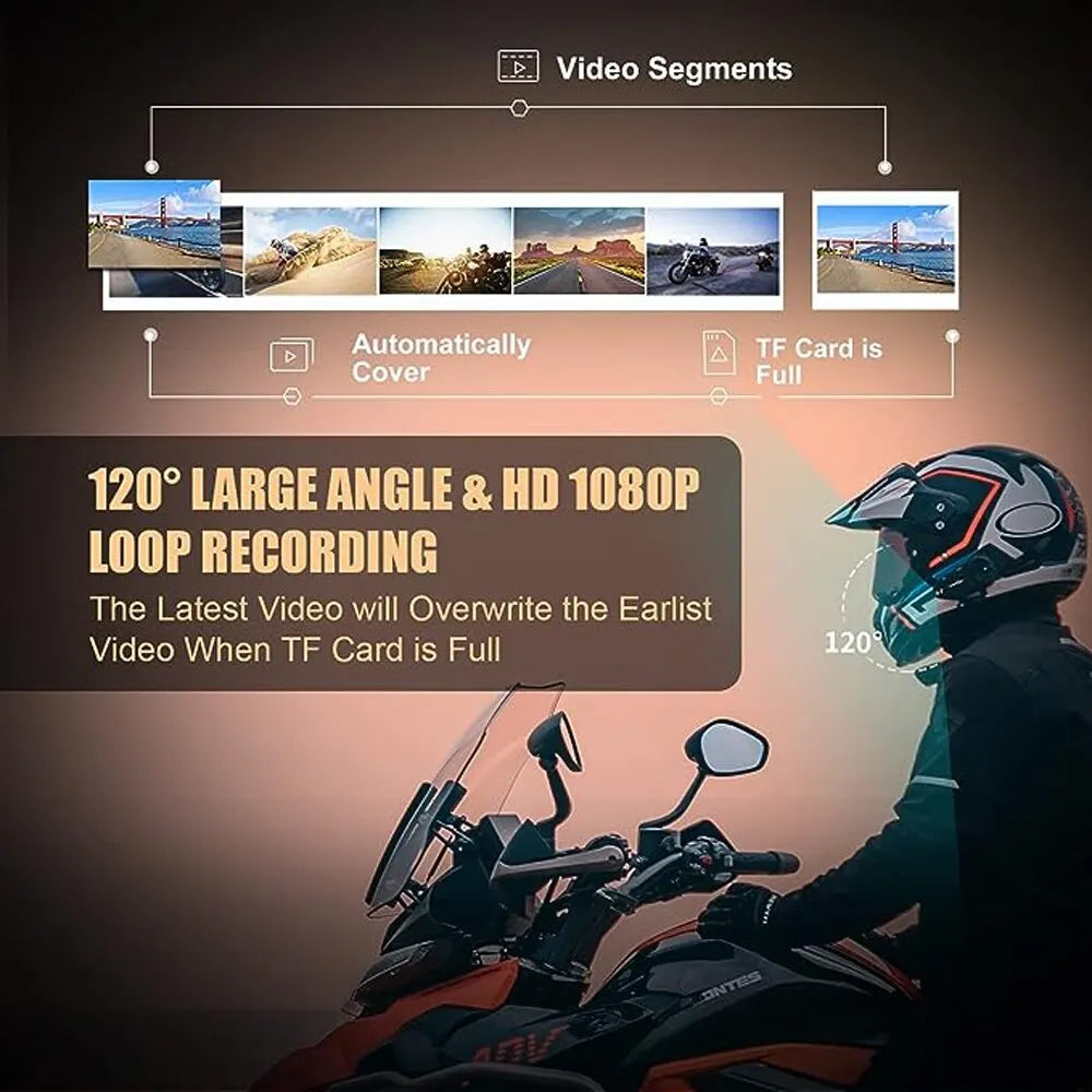caméra de casque moto bluetooth 1080P