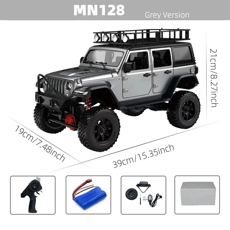MN128 1/12 RC voiture 4WD Jeep modèle 2.4G télécommande lumière LED 4X4 hors route