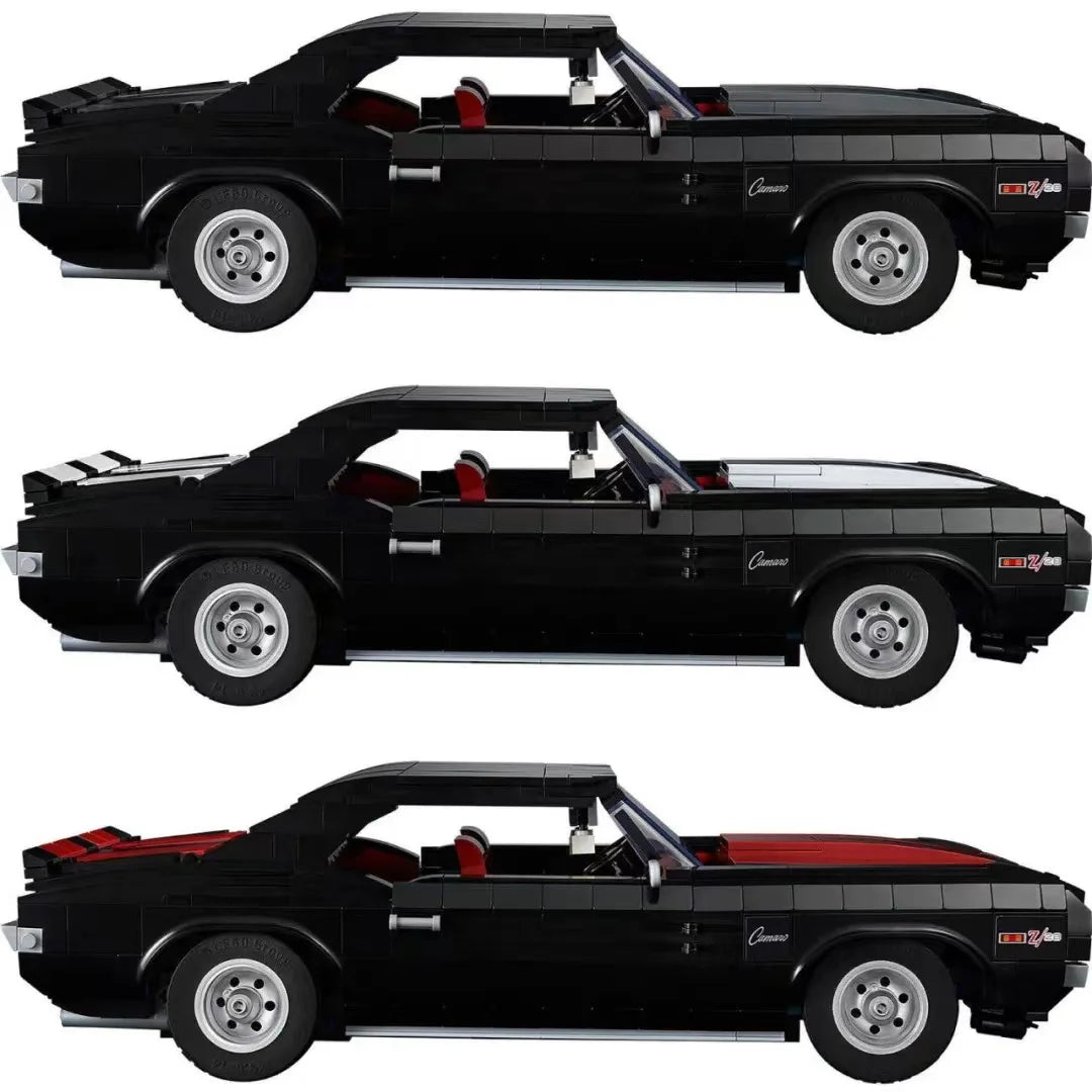 Kit Blocs Construction Muscle Car Vintage Noir - Voiture Rétro Compétition Garçon - MONASTORESHOP.COM