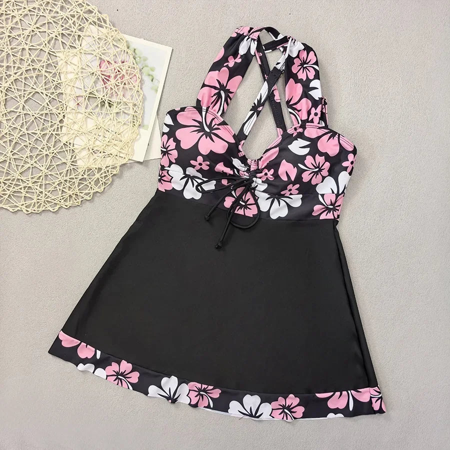 Tankini Femme Grande Taille Tournesol 🌻 - Maillot de Bain 2 Pièces Jupe Style Plage