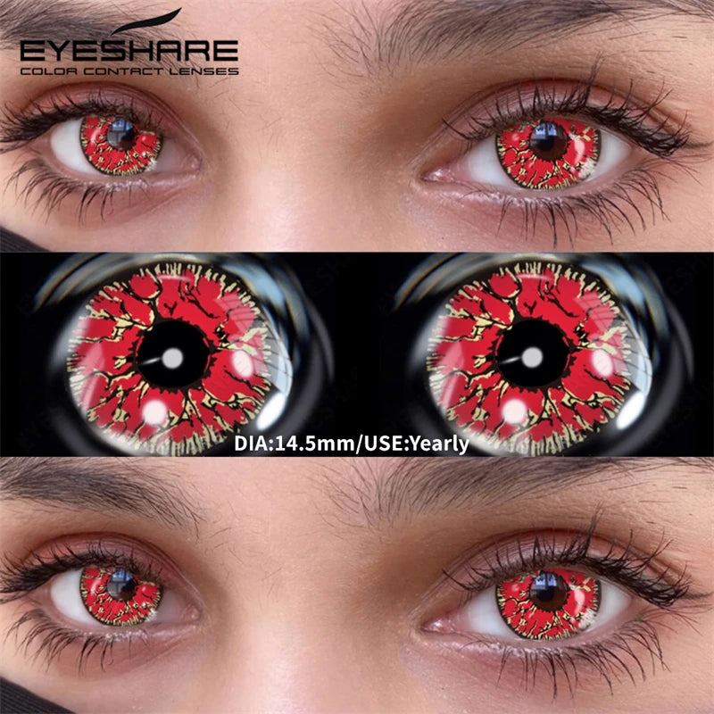 "Un seul regard… et l’horreur commence. Ose les lentilles Halloween."