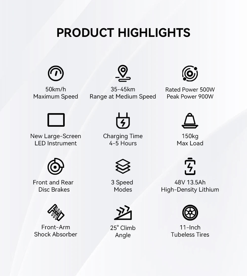 E-scooter de ville avec pneus tout terrain 900W 48V 13AH