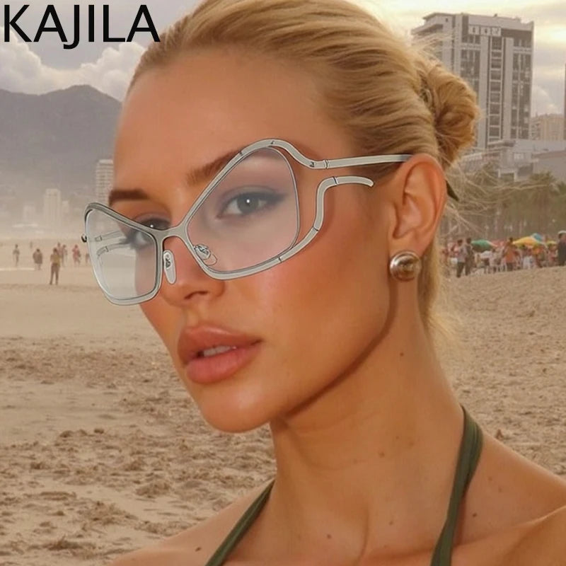 🔥 Stock Limité - Lunettes Cat Eye Shield Y2K Luxe | Parfaites avec Bikini & Tankini Plage