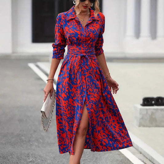 robe a manche longue décontracté style américaine