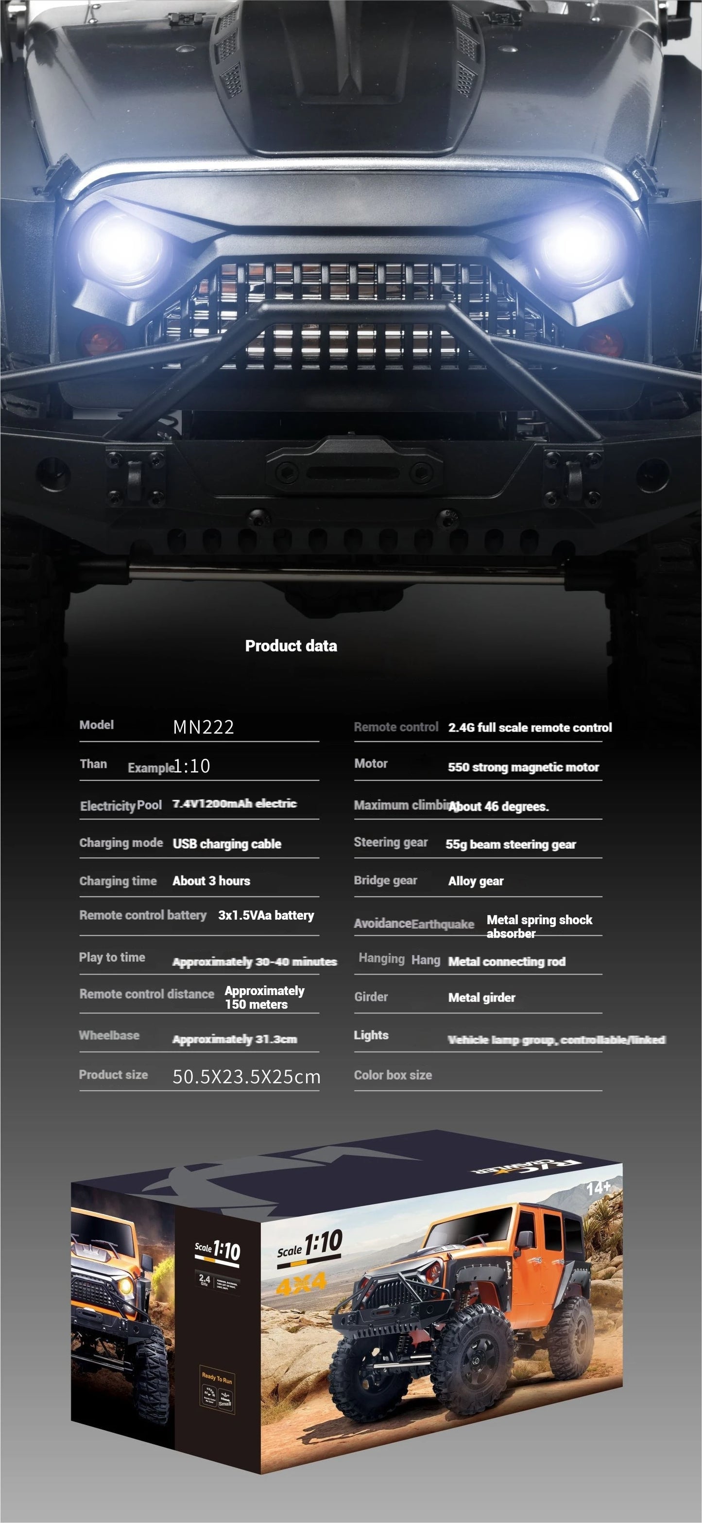 4X4 radio commandé tout terrain  a échele 1/10 prêt a rouler
