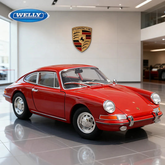 Porsche 911 1964 WELLY 1:24 - Modèle Réduit en Alliage Rouge