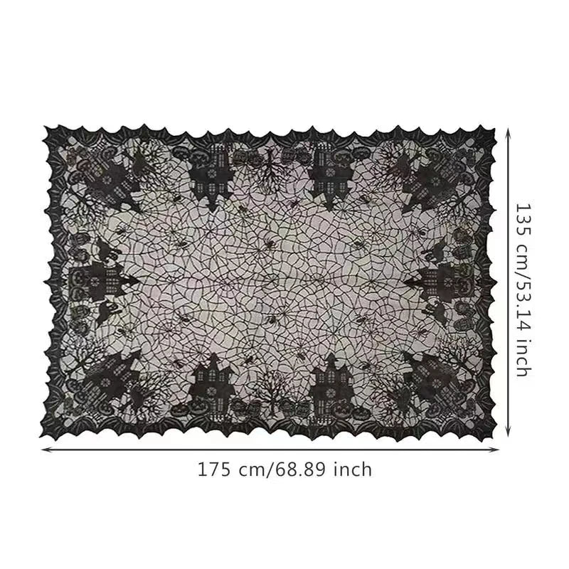 nappe de table en dentelle noire toile d'araignée pour soirée halloween