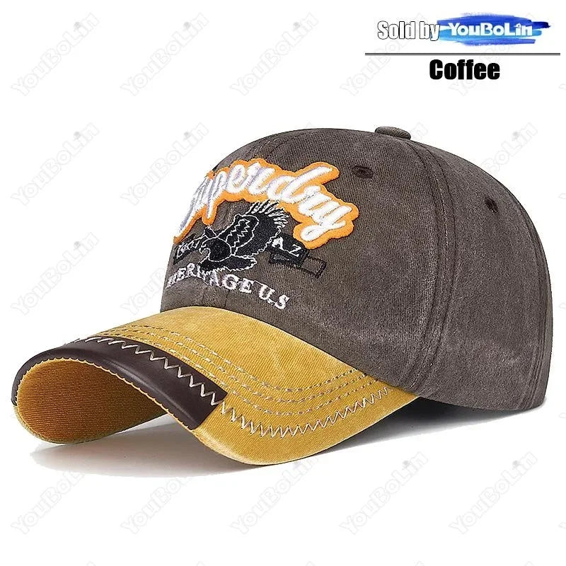 casquette style rétro tissus/croute de cuir velour brodé