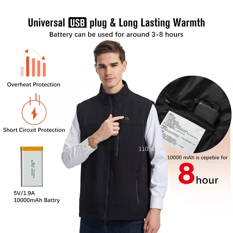 gilet chauffant reglable hommes/femmes