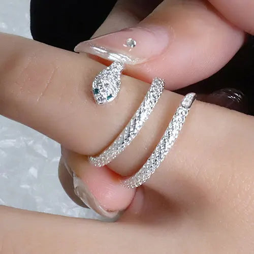 Anneaux de serpent gothiques en cristal règlable pour femmes
