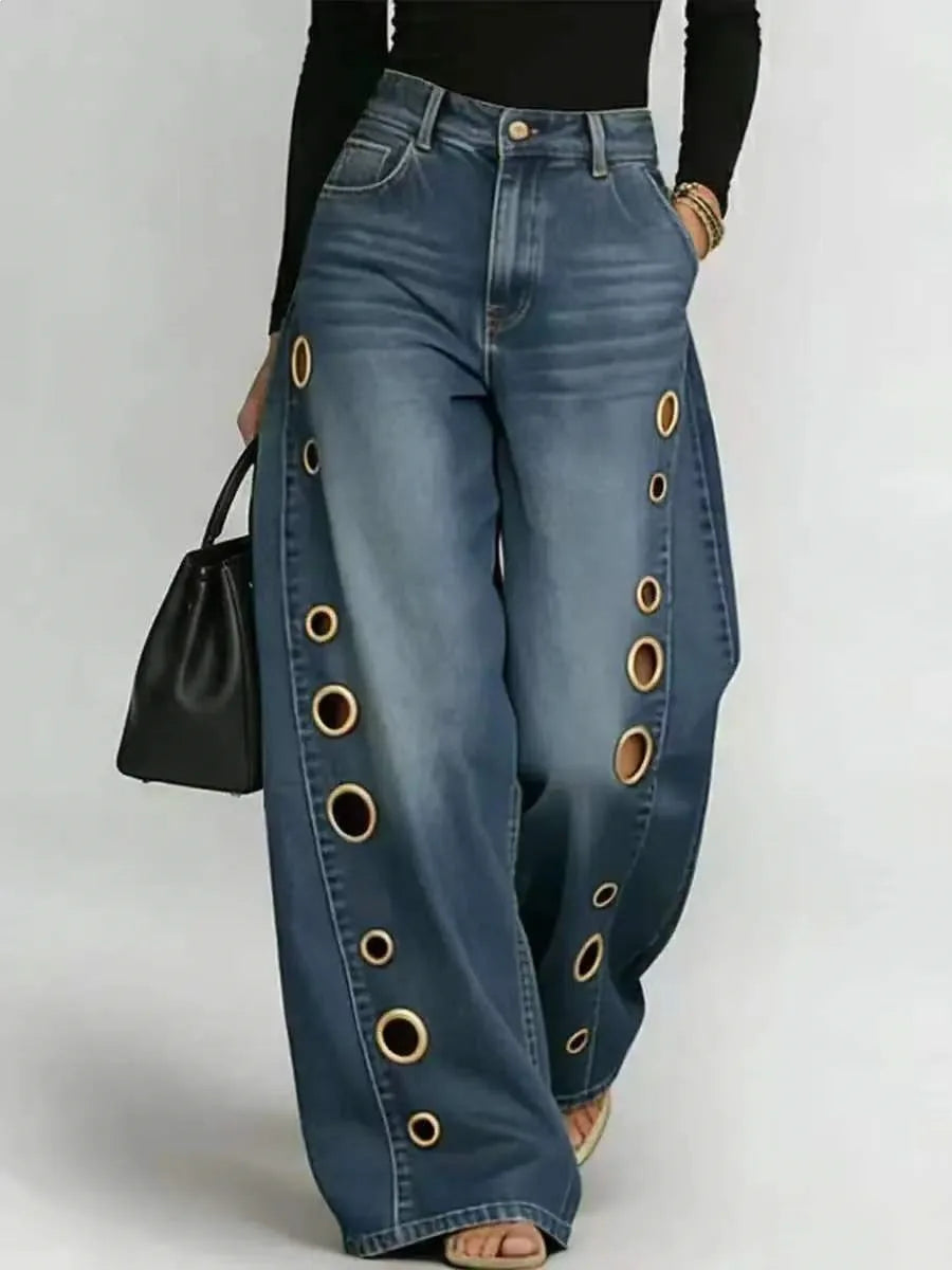 Jean Large Femme Vintage - Pantalon Denim Ample Streetwear Toutes Saisons