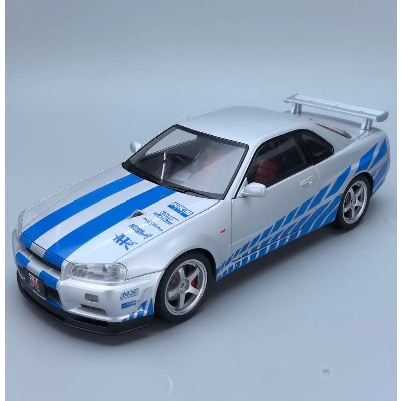 Modèle de voiture Nissan GT-R R34 Skyline en alliage roue démontable au 1/18
