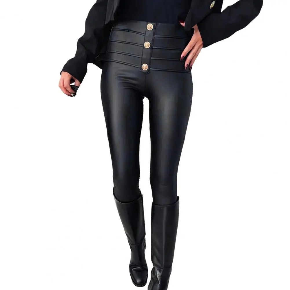 Pantalon Plissé Taille Haute Femme Boutons Décoratifs - MONASTORESHOP.COM