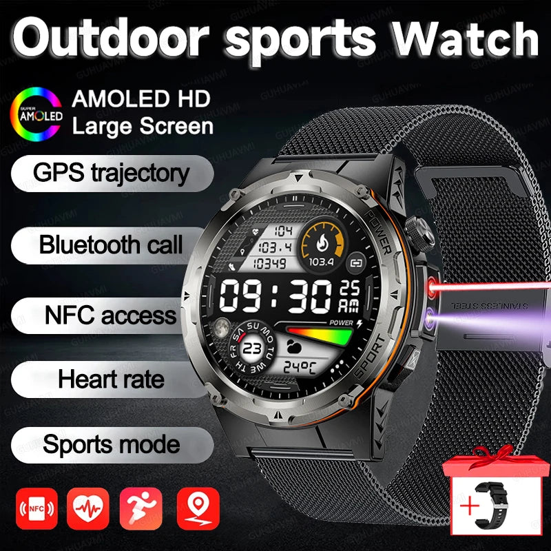 Montre Intelligente GPS Homme Sport 2025 - 500mAh NFC HD Appel IP68 Étanche - MONASTORESHOP.COM