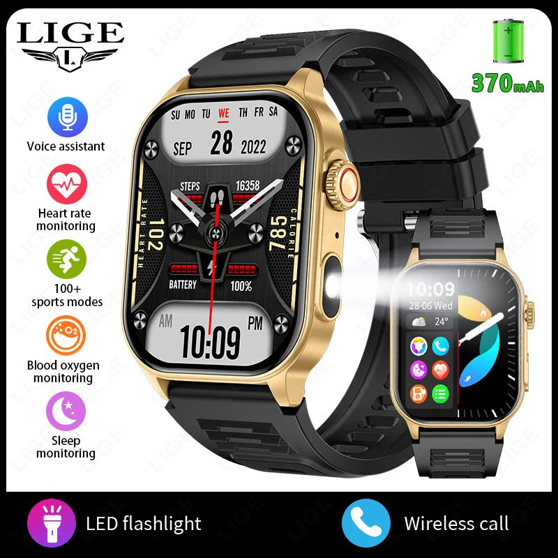 montre intelligente lige hommes LED bluetooth étanche 2.01