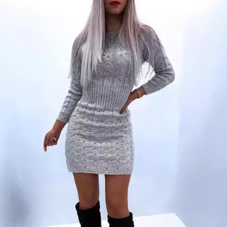 Robe Pull Courte Femme Épaule Dénudée – Coupe Ample Manches Ballon Style Décontracté