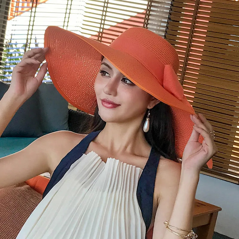 Chapeau de Paille Femme Pliable - Visière Plage Anti-UV