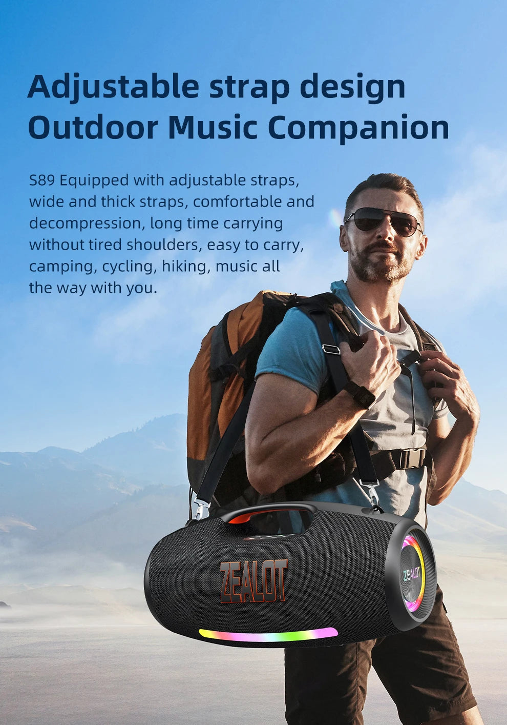 ZEALOT-S89 250W haut-parleur Bluetooth Portable étanche