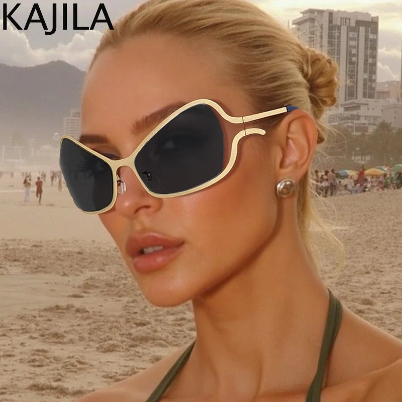 🔥 Stock Limité - Lunettes Cat Eye Shield Y2K Luxe | Parfaites avec Bikini & Tankini Plage