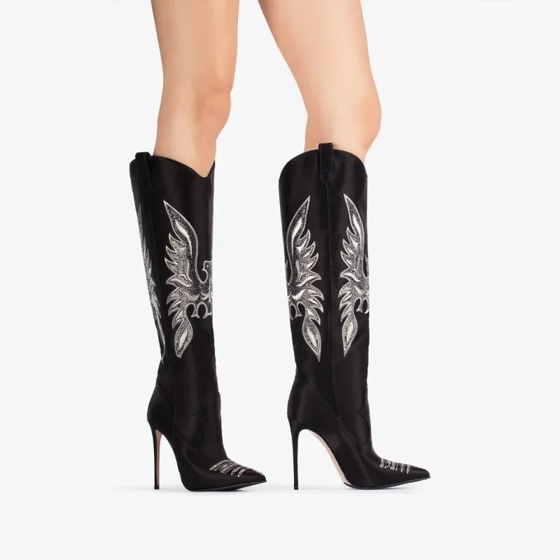botte et bottine de cowboy femme a talon éguille et bout pointu