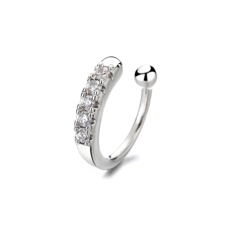 anneaux de nez ou d'oreilles dorée ou argent cristal pour femmes