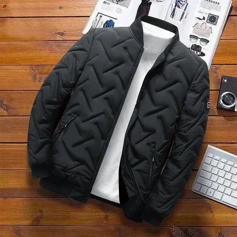 Veste matelassée homme noire, fermeture zippée, col montant, poches zippées
