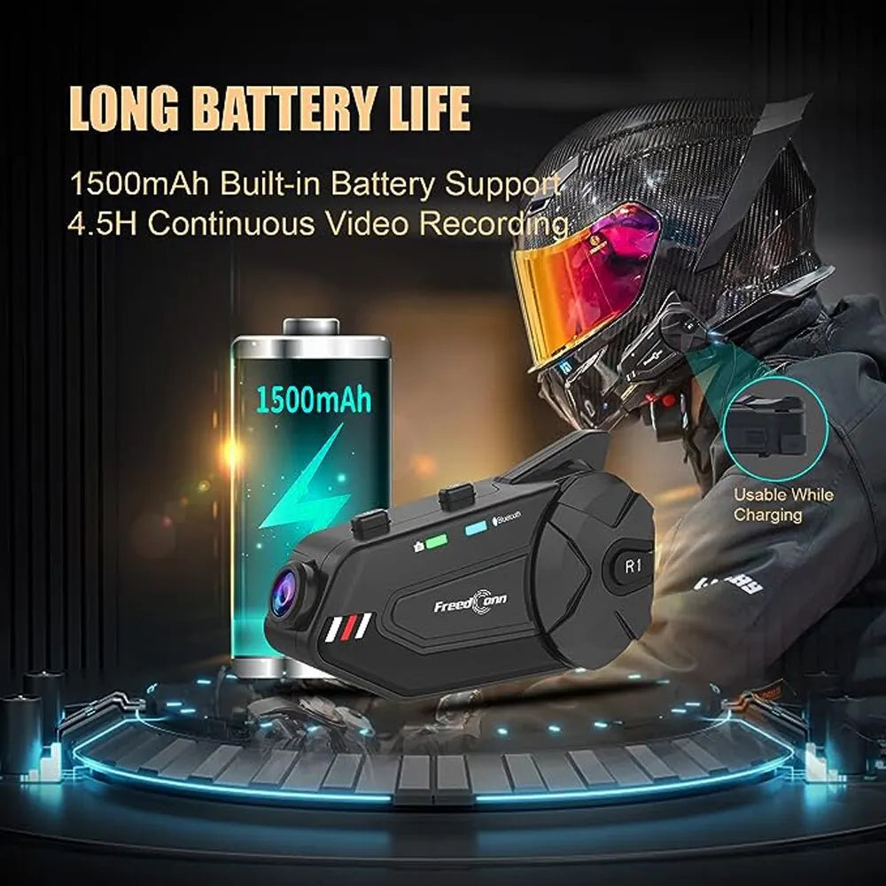 caméra de casque moto bluetooth 1080P