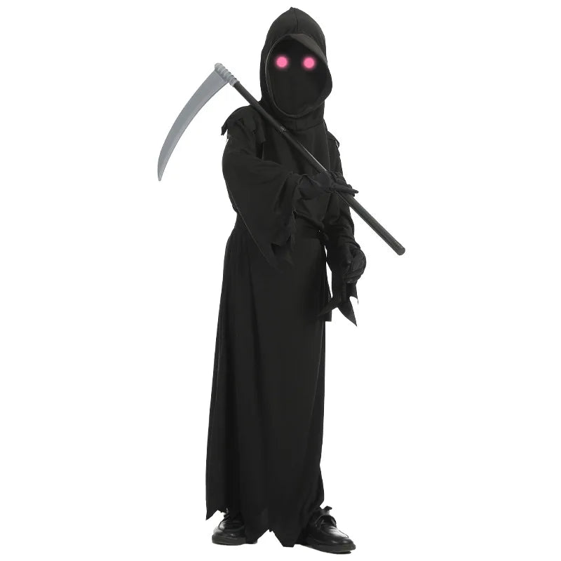 tenue enfants le faucheur effrayant d'halloween avec regard lumineux