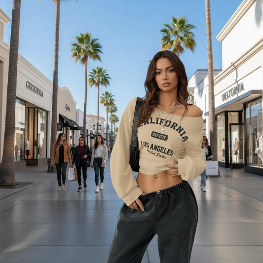 Haut Long Oversize Manches Longues Femme – Motif Lettres Style Décontracté