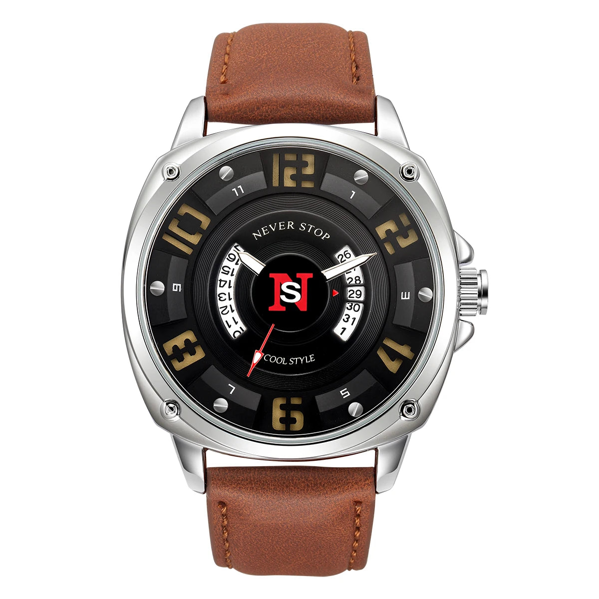 Montre Homme Quartz Classique Cadran Chiffres Lumineux - Bracelet Cuir Étanche