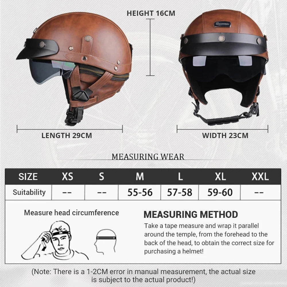 casque moto scooter dessus cuir vintage homme femme