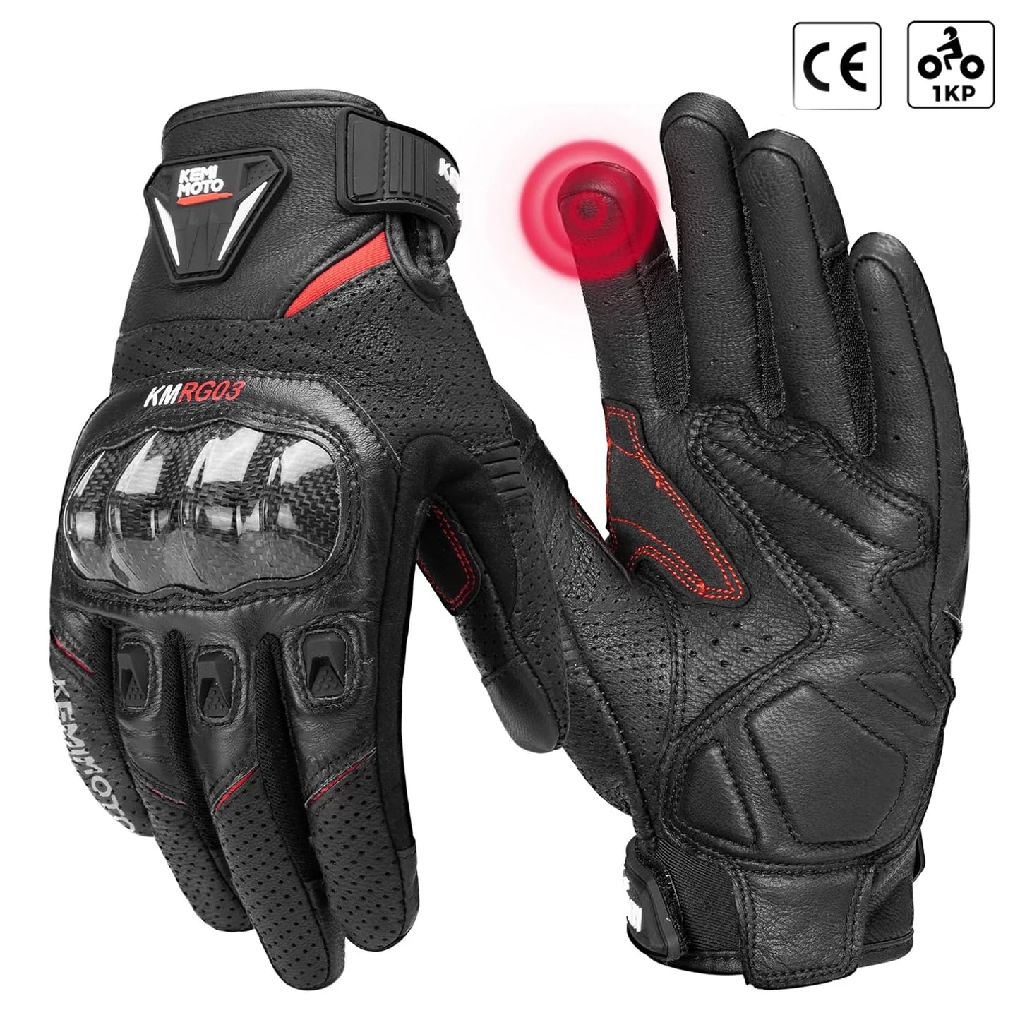 KEMIMOTO gants de Moto en cuir