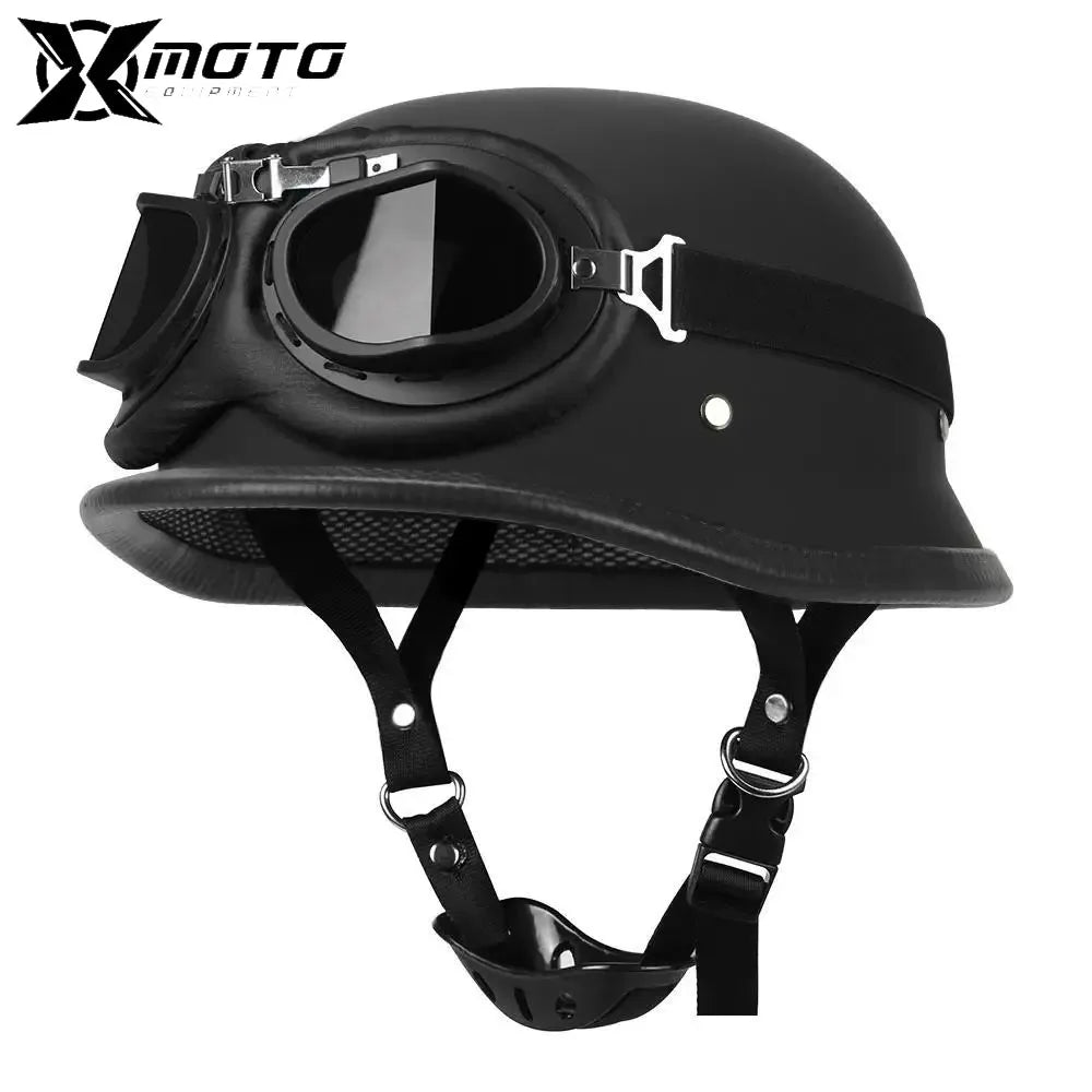casque moto scooter dessus cuir vintage homme femme