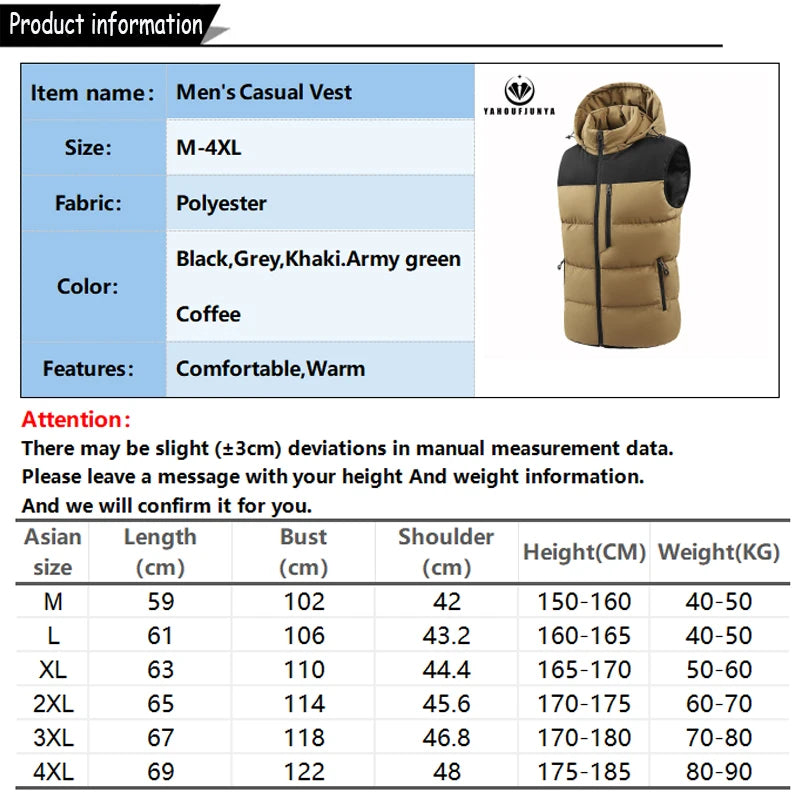 Gilet sans manches matelassé homme, capuche, fermeture zippée, poches zippées visibles