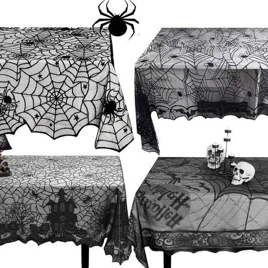 nappe de table en dentelle noire toile d'araignée pour soirée halloween