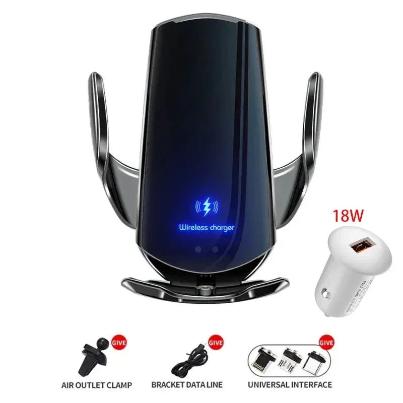 Chargeur sans fil  pour voiture, support de téléphone automatique