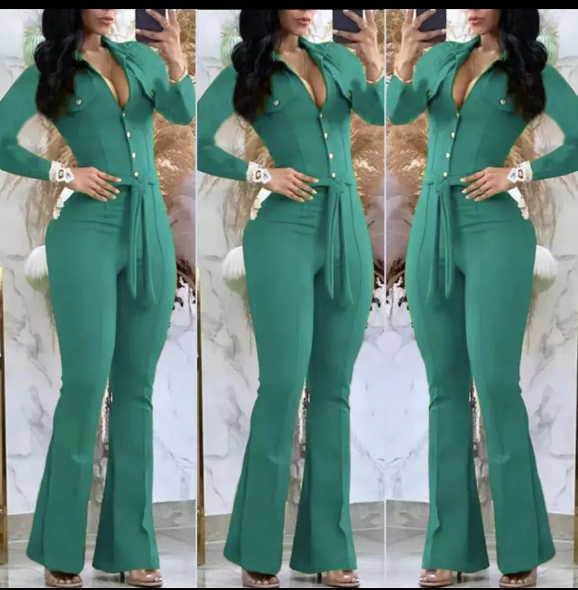 combinaison taille haute femme pantalon évasé élégant