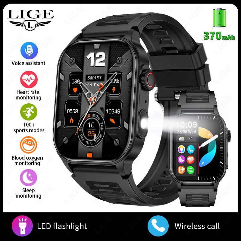 montre intelligente lige hommes LED bluetooth étanche 2.01