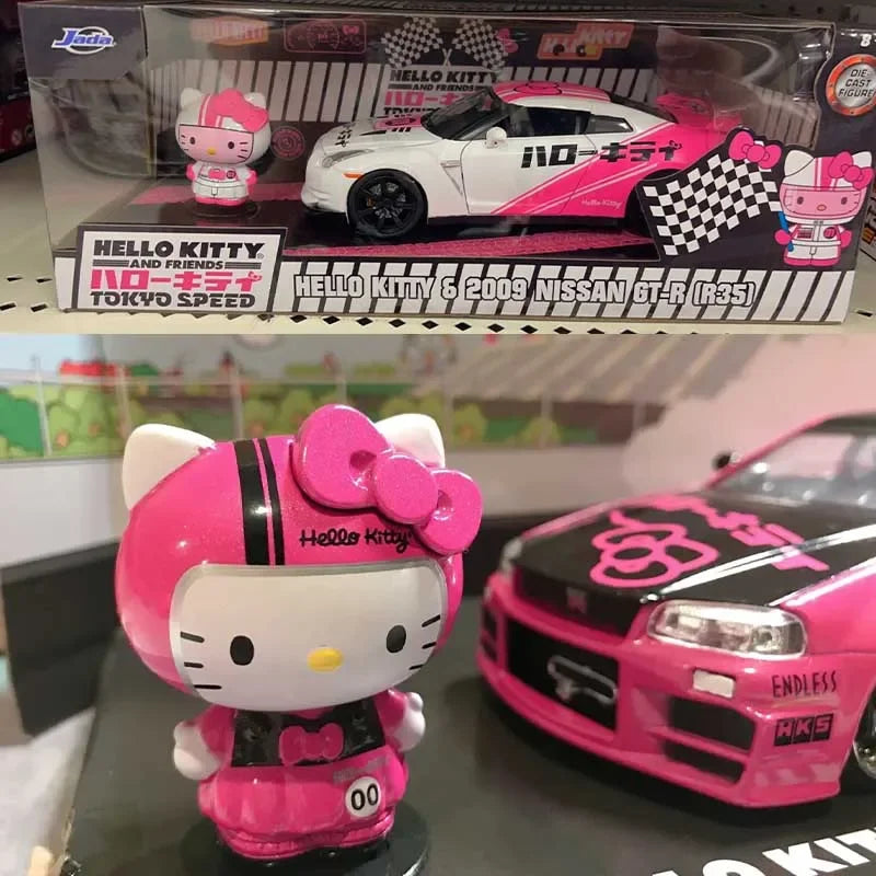 coffret collector Hello Kitty figurine nissan GTR R34 custom couleur rose / blanc