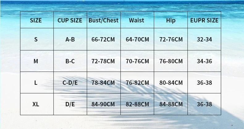 Guide des tailles : S à XL, tailles cup, tour buste, taille et hanches en cm