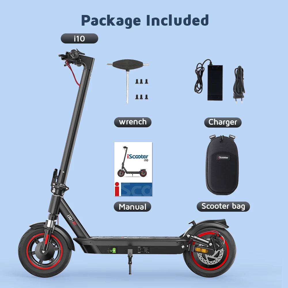 IScooter- Électrique Pliable i10 adulte, Autonomie Maximale de 45km, 650W, 15Ah, 10 Pouces