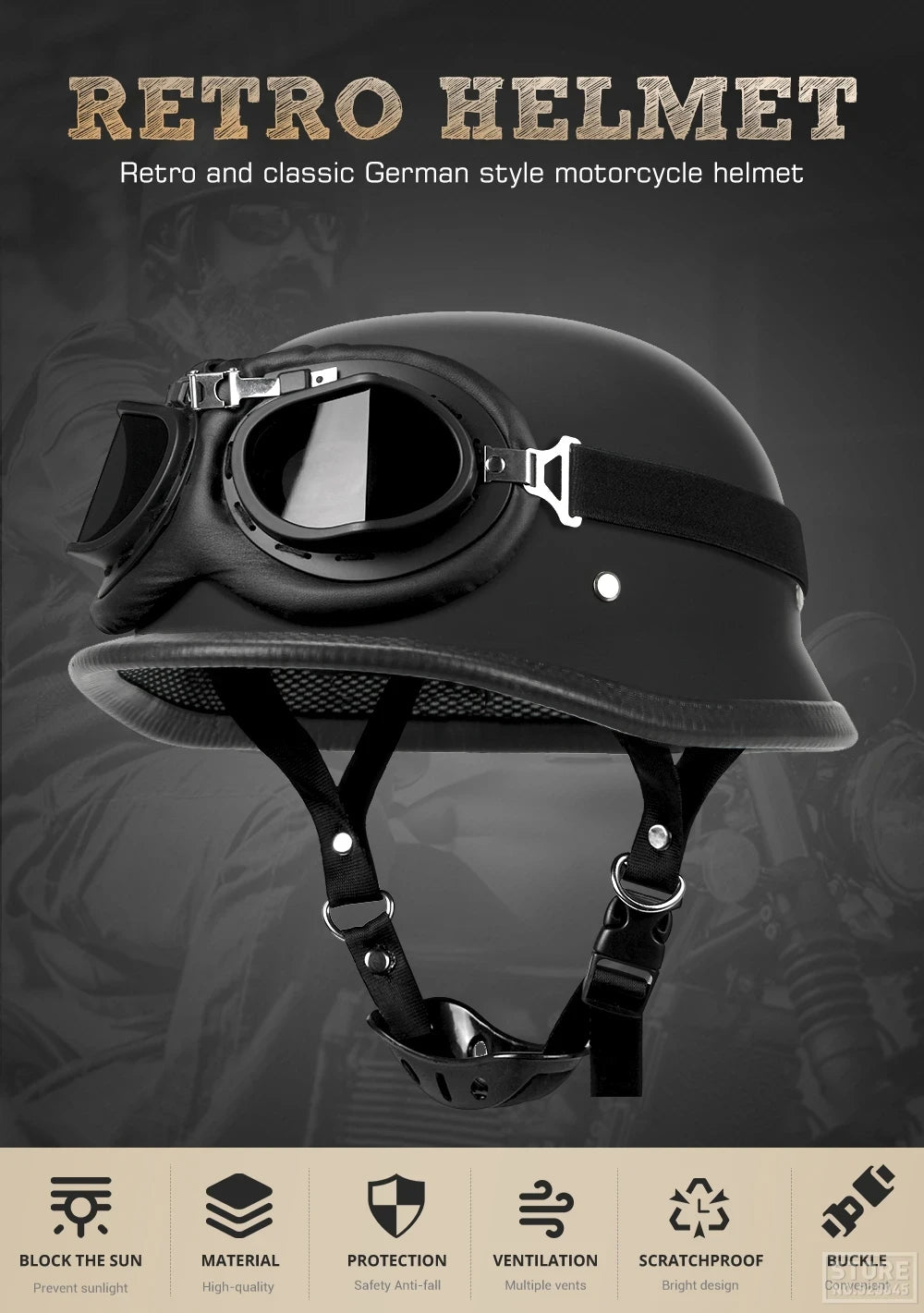 casque moto scooter dessus cuir vintage homme femme