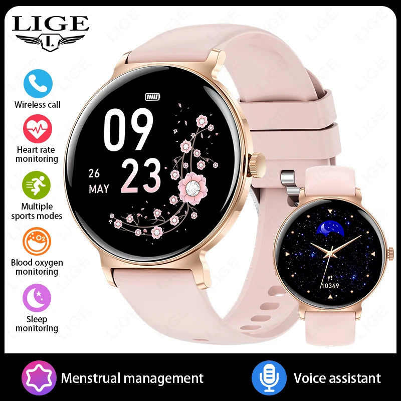 LIGE Ultra-mince montre intelligente dames Bluetooth appel cadran personnalisé Sport fréquence cardiaque santé suivi montre étanche femmes Smartwatch