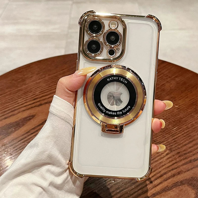Coque magnétique transparente en TPU de qualité supérieure pour iPhone 17 16 15 14 13 12 11 Pro Max 16 Plus 17 Air avec support d'anneau, étui Transparent plaqué